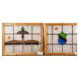TWO CONTINENTAL STAINED GLASS PANELS