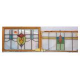 TWO FRENCH ART NOUVEAU STAINED GLASS PANELS