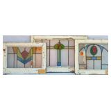THREE FRENCH STAINED GLASS PANELS