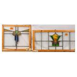 TWO FRENCH ART DECO STAINED GLASS PANELS