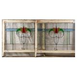 PAIR OF FRENCH ART NOUVEAU STAINED GLASS PANELS