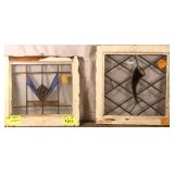 TWO ANTIQUE CONTINENTAL STAINED GLASS PANELS