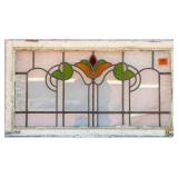 FRENCH ART NOUVEAU STAINED GLASS PANEL