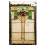 FRENCH ART NOUVEAU STAINED GLASS PANEL