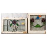 TWO CONTINENTAL STAINED GLASS PANELS