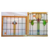 TWO CONTINENTAL STAINED GLASS PANELS