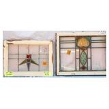 TWO CONTINENTAL STAINED GLASS PANELS