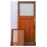 ANTIQUE HARD PINE FROSTED GLASS DOOR