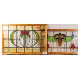TWO FRENCH ART NOUVEAU STAINED GLASS PANELS