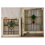 TWO ANTIQUE FRENCH STAINED GLASS PANELS
