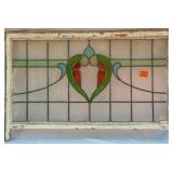 FRENCH ART NOUVEAU STAINED GLASS PANEL