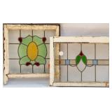TWO CONTINENTAL STAINED GLASS PANELS