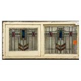 ENGLISH ART DECO STAINED GLASS DOUBLE PANEL