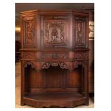 19TH C. GERMAN HAND-CARVED COURT CUPBOARD