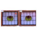 PAIR OF ANTIQUE STAINED GLASS WINDOWS