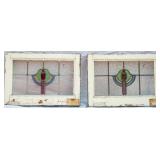 PAIR OF FRENCH ART NOUVEAU STAINED GLASS PANELS