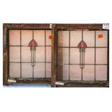 PAIR OF CONTINENTAL STAINED GLASS PANELS