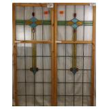 PAIR OF ANTIQUE ENGLISH STAINED GLASS PANEL