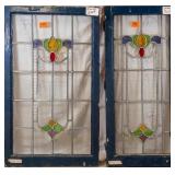 TWO CONTINENTAL STAINED GLASS PANELS