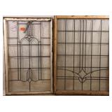 TWO ANTIQUE CONTINENTAL LEADED GLASS PANELS