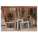 14+ ANTIQUE STAINED GLASS PANELS (DAMAGED)