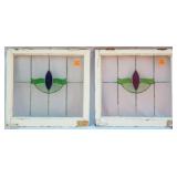 PAIR OF FRENCH ART DECO STAINED GLASS PANELS