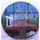 MONUMENTAL ROUND STAINED GLASS WINDOW