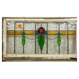 FRENCH ART NOUVEAU STAINED GLASS PANEL