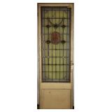 FRENCH ART NOUVEAU REVERSE-PAINTED STAINED GLASS D