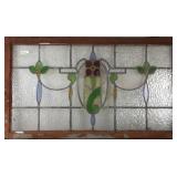 FRENCH ART NOUVEAU STAINED GLASS PANEL