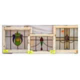 THREE FRENCH STAINED GLASS PANELS