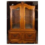 FRENCH CARVED OAK VITRINE CABINET