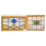 TWO FRENCH STAINED GLASS PANELS