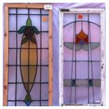 TWO ANTIQUE STAINED GLASS WINDOWS