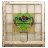 FRENCH ART NOUVEAU STAINED GLASS PANEL