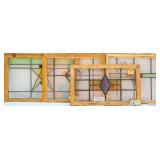 FOUR CONTINENTAL STAINED GLASS PANELS