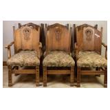 SET OF 6 FRENCH OAK GOTHIC REVIVAL CHAIRS