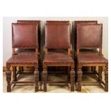 SET OF 6 ENGLISH JACOBEAN STYLE OAK CHAIRS