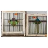 TWO FRENCH ART NOUVEAU STAINED GLASS PANELS