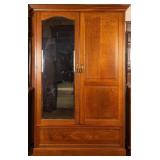 ENGLISH OAK BEVELED MIRROR WARDROBE
