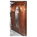 FRENCH OAK MIRRORED ARMOIRE