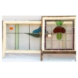 TWO FRENCH ART NOUVEAU STAINED GLASS PANELS