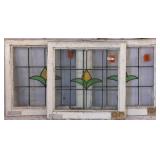 SET OF THREE IRISH STAINED GLASS PANELS