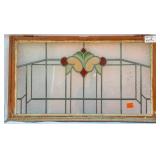 FRENCH ART NOUVEAU STAINED GLASS PANEL