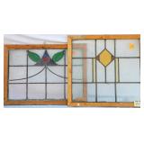 TWO CONTINENTAL STAINED GLASS PANELS