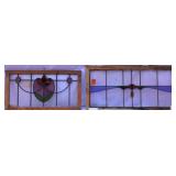 TWO ANTIQUE STAINED GLASS WINDOWS