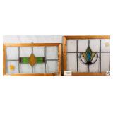 TWO CONTINENTAL ART DECO STAINED GLASS PANELS