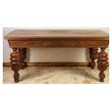 ENGLISH OAK PARQUETRY DRAW LEAF TABLE