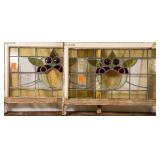 PAIR OF FRENCH ART NOUVEAU JEWLED STAINED GLASS PA