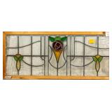 FRENCH ART NOUVEAU STAINED GLASS PANEL